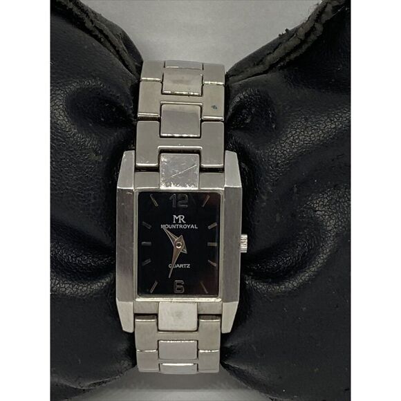 Mount Royal Men\'s Silver Stainless Steel Analog Black Dial Quartz Watch JK132
